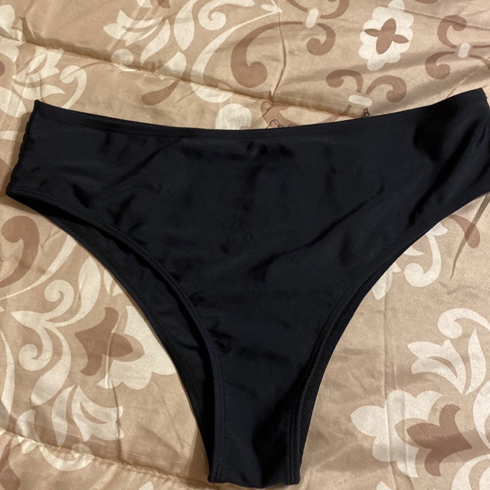 Black high rise cheeky swim bottoms